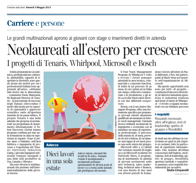 Corriere Economia - 03.05.13 - Giovani all'estero per crescere