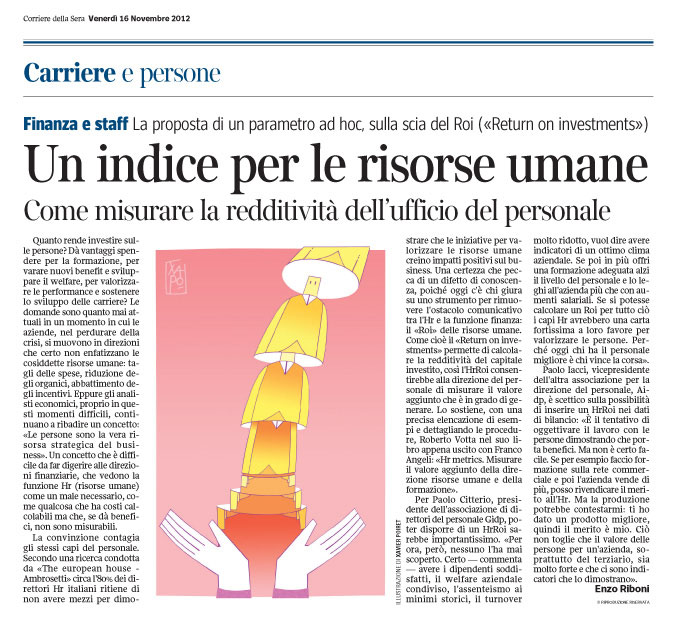 Corriere Economia - 16.11.12 - Investire sulle persone
