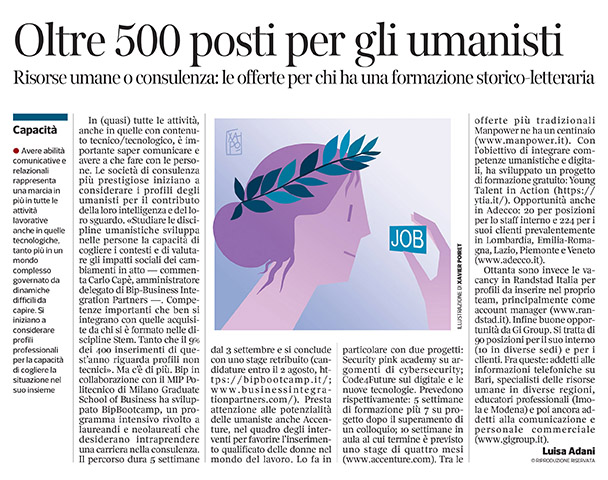 299 - Corriere Economia - opportunità per lauree umanistiche - 18.06.19 - pp.39
