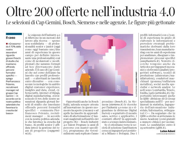 229 - Corriere Economia - clouds, socials, hi-tech, assunzioni  - 26.09.17 - pp.39