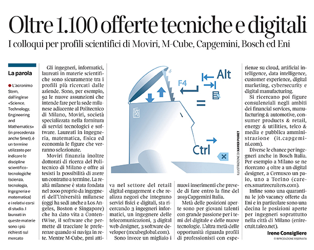 304 - Corriere Economia - assunzioni di ingegneri 23.07.19 -  pp. 22 