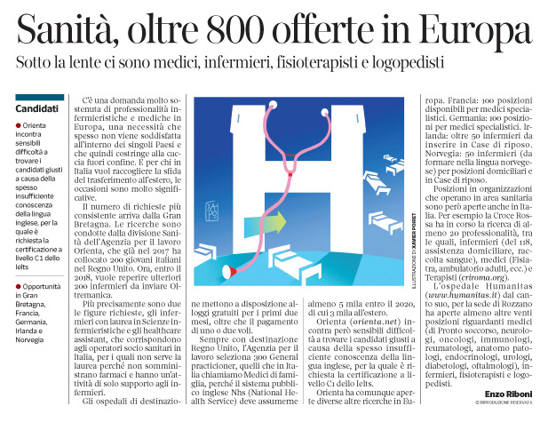 256 - Corriere Eco - personale sanitario - opportunità in Europa - 5.06.18 -  pp. 35