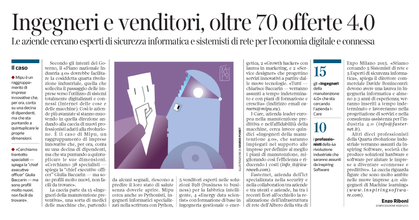 Corriere Economia - Intelligenza artificiale. Specialisti cercasi - 6.06.17 - pp.31