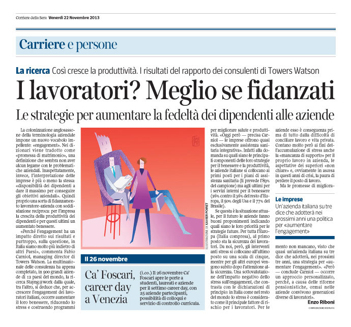 Corriere Economia - 22.11.13 - Le aziende “fidelizzano” i dipendenti