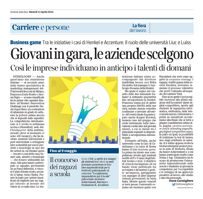 Corriere Economia - 11.04.14 - Giovani in gara, le aziende scelgono
