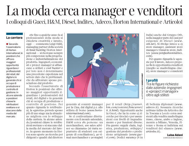 Corriere economia - moda . professioni - ( rivisitazione  di Paul Poiret 1911)  - 31.03.15  