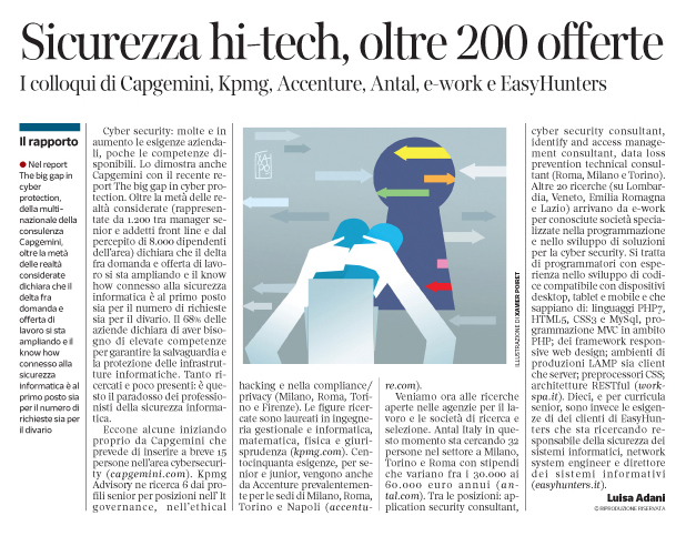 282 - Corriere Economia - jobs in cyber security - 12.02.19 - pp. 33 
