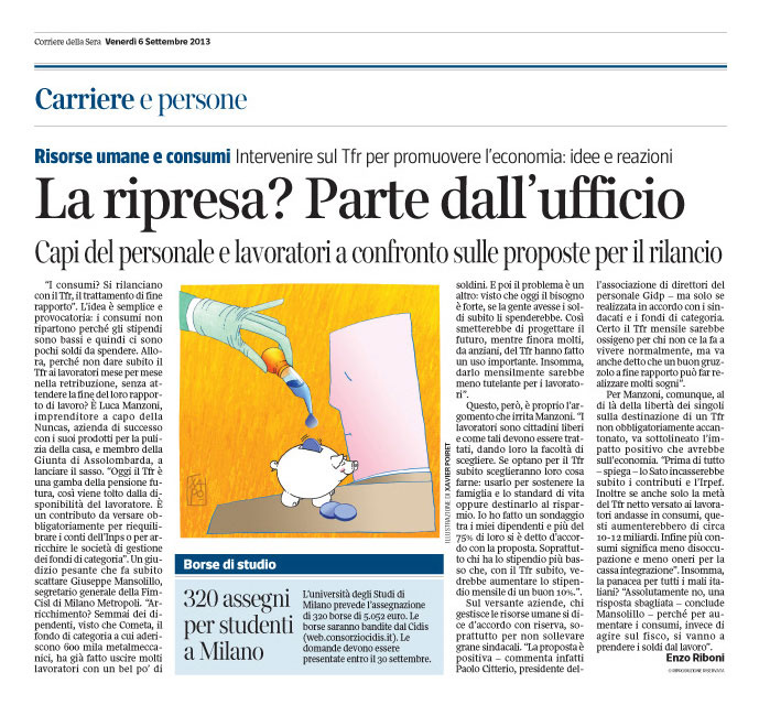 Corriere Economia - 06.09.13 - Tfr al contagocce