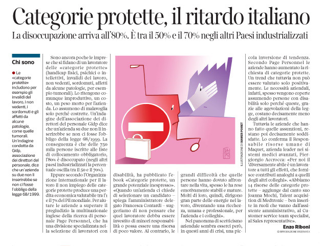 Corriere economia - categorie protette - niente lavoro x l'80 % - 13.01.14  