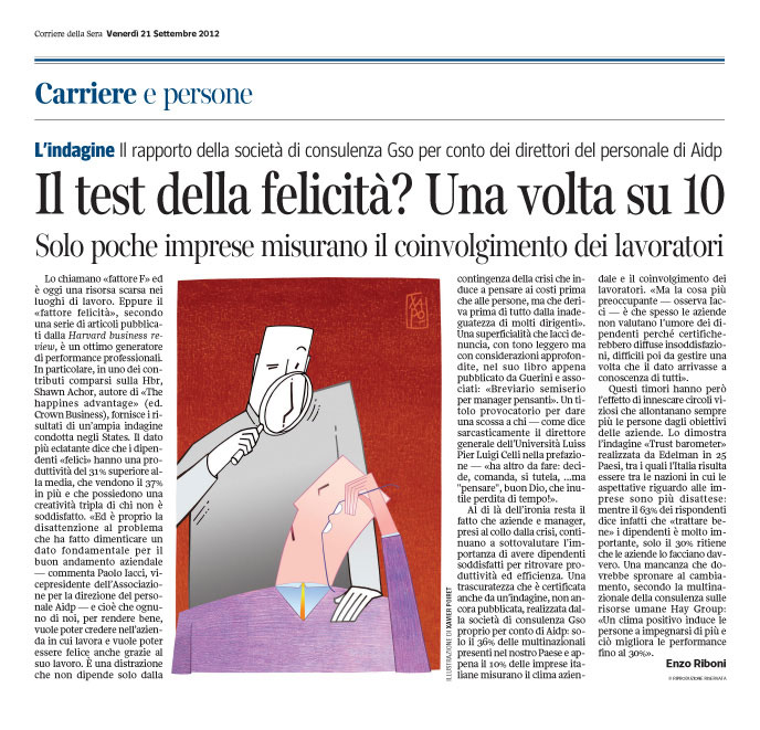 Corriere Economia - 21.09.12 - Il fattore F (felicità)