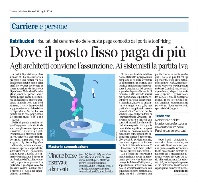 Corriere Economia - 11.07.14 - retribuzione dei precari 