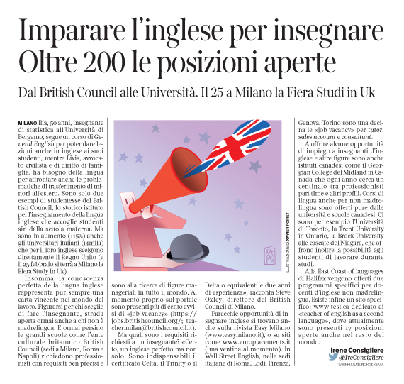 Corriere  Economia - insegnanti d’inglese . assunzioni - 21.02.17 - pp.37