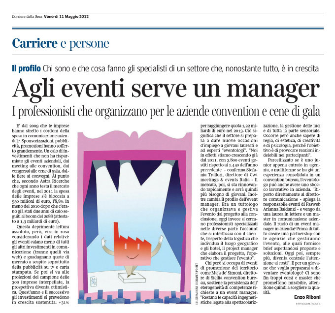 Corriere Economia - 11.05.12 - Events management