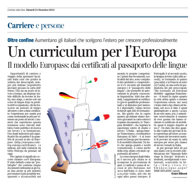 Corriere Economia - 21.12.12 - Esperienze estere - Curriculum