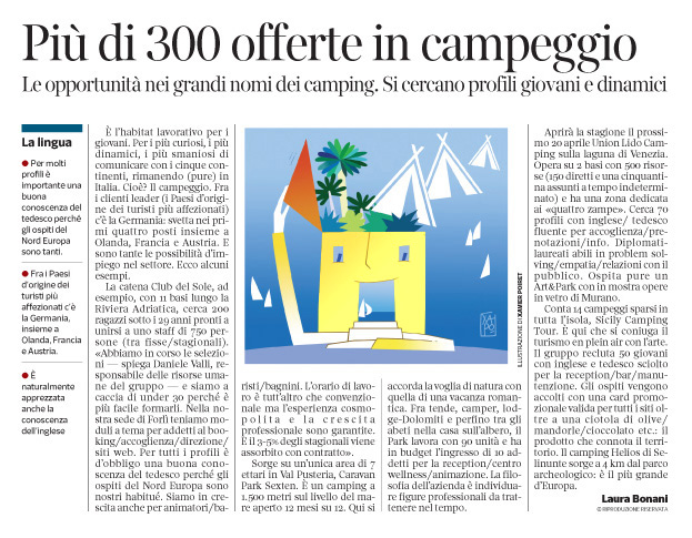 249 - Corriere Economia - giovani; lavoro nei campeggi - 10.04.18 - pp.33