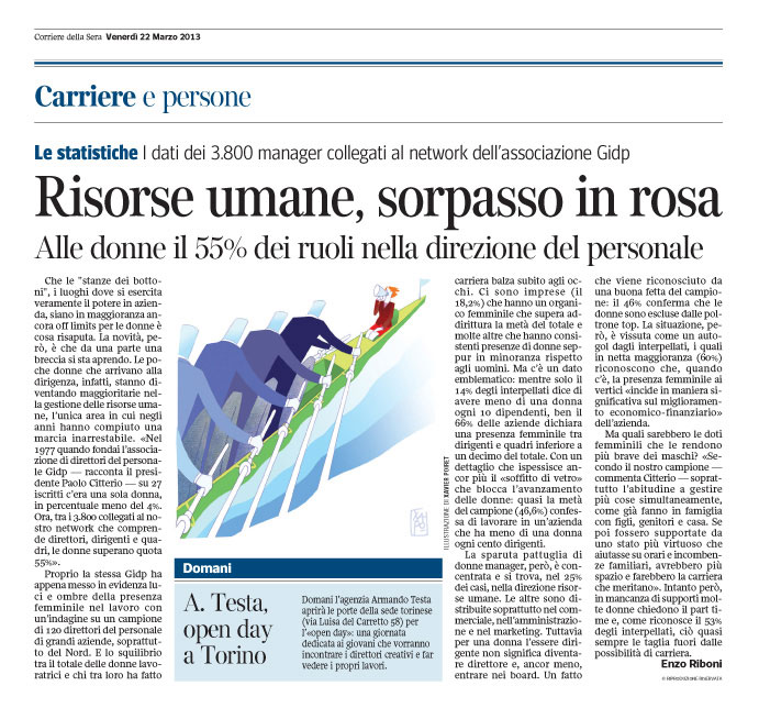 Corriere Economia - 22.03.13 - Risorse umane - Sorpasso in rosa