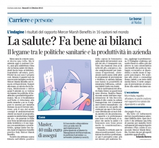 Corriere Economia - 11.10.13 - La salute fa bene al fatturato