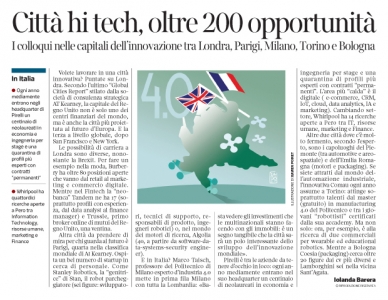 266 - Corriere Economia -Tra Londra Parigi e Milano 4.0, assunzioni - 25.09.18 - pp.33