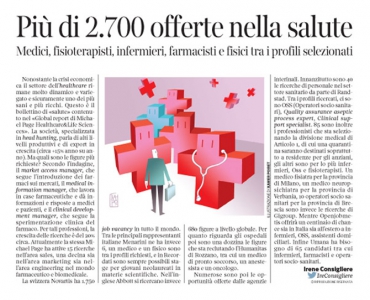 Corriere Economia - lavoro nella sanità - 17.11.15