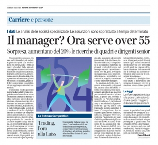 Corriere Economia - 28.02.14 - Dai 50 in su. Ricerca di quadri e dirigenti