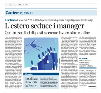 Corriere Economia - 20.12.13 - Managers - Cresce la voglia di lavoro all'estero