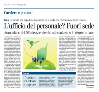 Corriere Economia - 10.05.13 - Risorse umane - Gestione esterna
