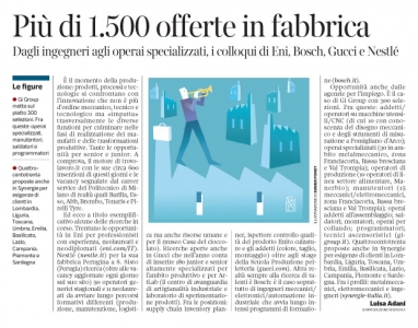 272 - Corriere Economia - dirigenti e operai, assunzioni in fabbrica - 13.11.18 -pp.39