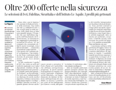 233 - Corriere Economia - assunzioni nel settore sicurezza  - 31.10.17 - pp 33