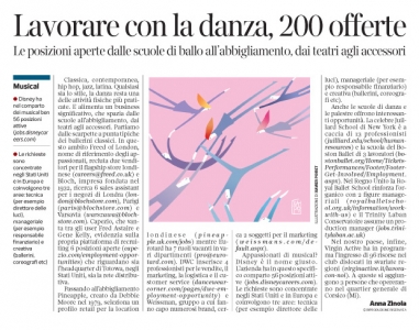 274 - Corriere Economia - assunzioni nel mondo della danza - 27.11.18 - pp.39 