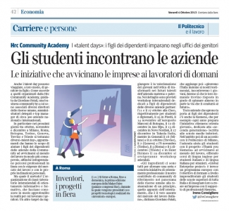 Corriere Economia - 04.10.13 - I giovani incontrano le aziende