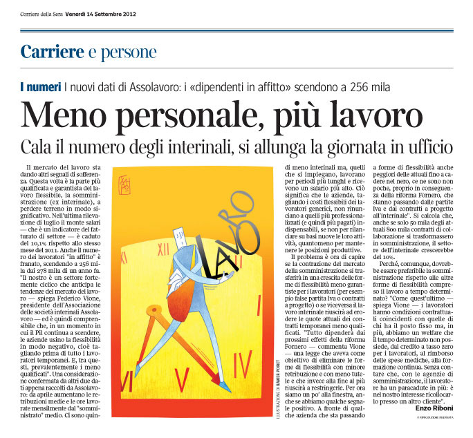 Corriere Economia - 14.09.12 - Chi resta lavora più tempo