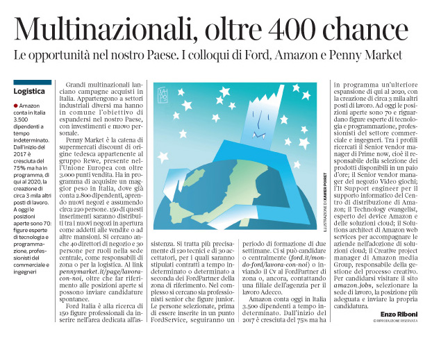 255 - Corriere Economia - multinazionali in Italia - assunzioni - 29.05.18 - pp.37