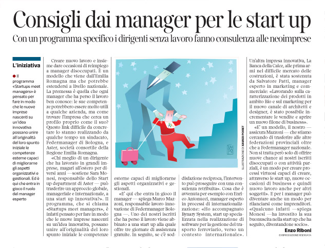 Corriere economia - 02. 12. 14 - managers disoccupati aiutano le start up 